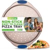 NutriChef 13-Inch Non-Stick Pizza Tray - with Silicone Handle, Round