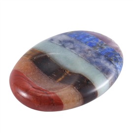 Lyaciomn 7 Chakra Thumb Worry Stone for Anxiety Stress Relief Meditation Pocket Palm Therapy Crystals Natural Massage Stones