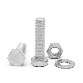 NOLDAR | Hexagon head screws DIN 933. Stainless steel AISI 304 (A2). M12 x 60 mm. Set of 10 screws with 10 hexagon nuts and 10 washers (30 pieces). Threaded screws to the head