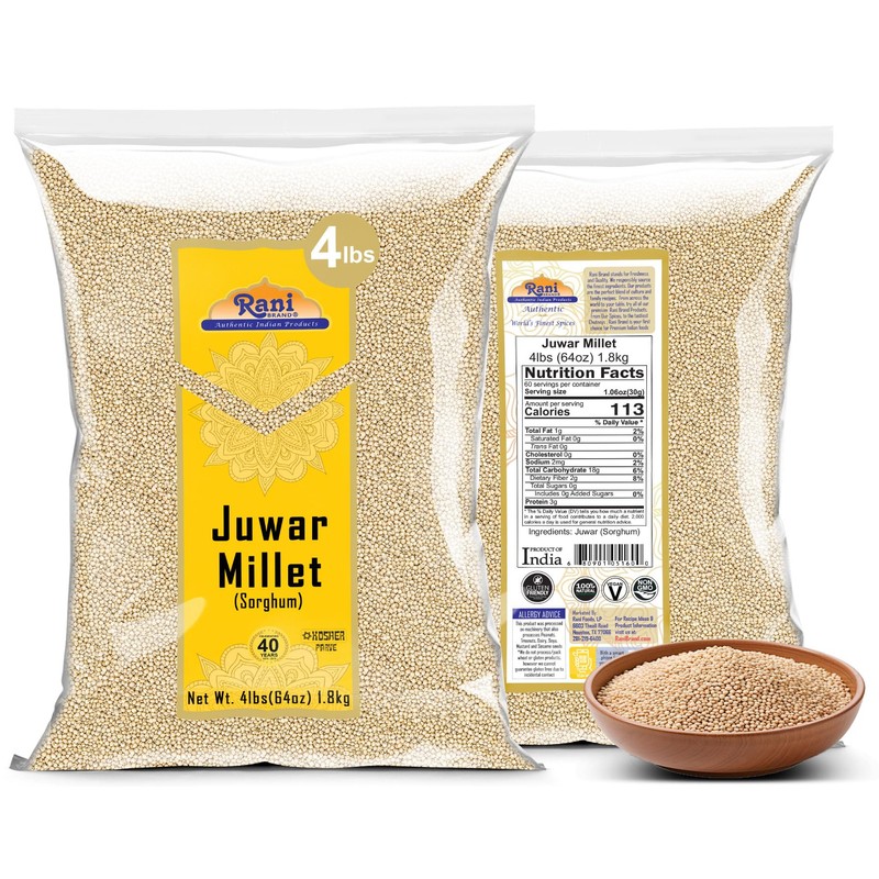 Rani Juwar Millet (Sorghum) Whole Ancient Grain Seeds 64oz (4lbs)