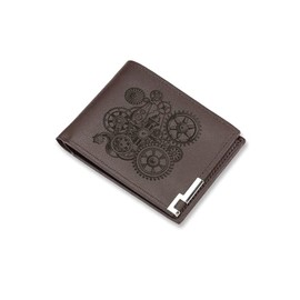 A1 Graphics Ltd Steampunk Wallet Vegan Leather Black Brown Grey Leather Retro Futurism Wallet Gift (Brown)