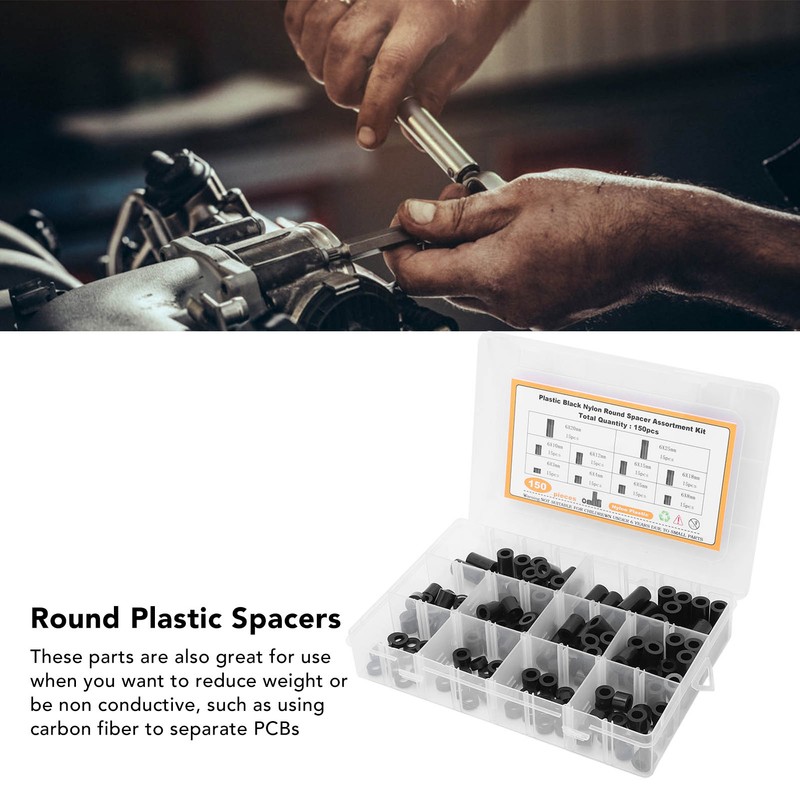 150Pcs Nylon Spacers Assortment Round Plastic for Screws Hardware Standoff