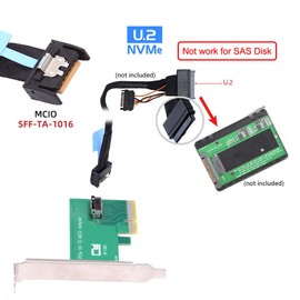 xiwai MCIO Mini Cool Edge IO Female to PCI-Express 5.0 4.0 4X Host Adapter for M.2 NVME to U.2 SSD with Low Profile Bracket