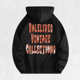 Valelives Vintage Collections Graphic Hoodie 100% Cotton US Warehouse 6 ColorsColor: Army Green, Size: Xl