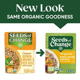 SEEDS OF CHANGE Organic Quinoa, Brown & Red Rice with Flaxseed, Organic Food, 8.5 OZ Pouch (Pack of 12)