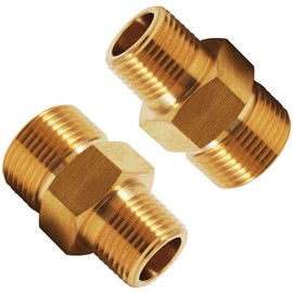 Fitvell - Accesorio de arandela a presión macho NPT de 1/4 pulgadas a rosca macho M22-14 mm, 4500PSI (paquete de 2)