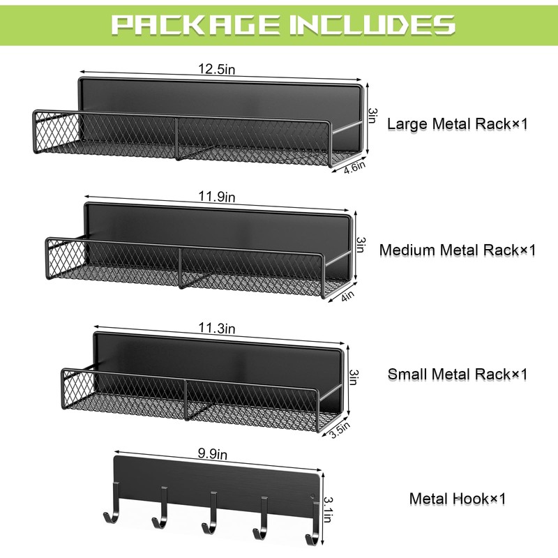 4 Pack Magnetic Shelves for Washing Machine, Heavy-Duty Magnetic Laundry