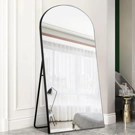 Trvone Arched Full Length Mirror, Wooden Thin Fram,71"x32"Full Body Mirror, Hanging or Leaning Against Wall, Bedroom Mirror, Floor Mirror, Dressing Mirror, Black