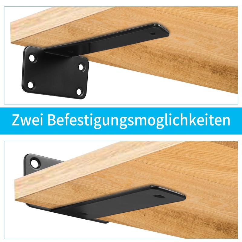 SYBDXJ 4 Pcs Black Heavy Duty Wall Brackets - Metal