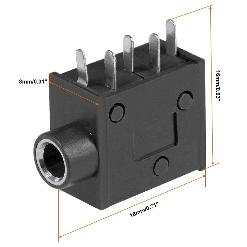 uxcell 6Pcs PCB Mount 3.5mm 5 Pin Socket Headphone Stereo