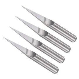 CoCud Carving CNC Router Bit 0.2mm Tip Width 10 Degree Angle 3.175mm Shank Carbide Solid 2 Flute Blade V-Groove Carving Bits (Application: For Wood Acrylic Plastic) 4 Pieces