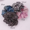 Embellished Sparkly Black Crystal Scrunchie Hair Tie Ponytail Holder Accessory