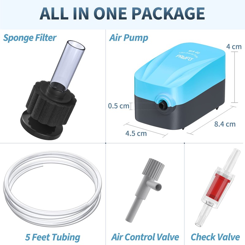 Pawfly Aquarium Air Pump with Nano Bio Sponge Filter Kit