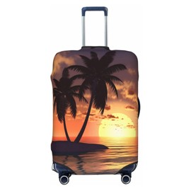 YouQu Sunset Coconut Palm Tree Beach Ocean Travel Luggage Suitcase COVER, Washable Suitcase COVERS Elastic, L - Fits 25-28 inch luggage (No Suitcase)
