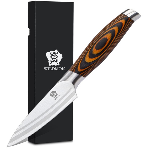 WILDMOK 3.5" Paring Knife - German Stainless Steel Fruit Knife with Ergonomic Handle - Razor Sharp, Comfortable