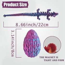 3D Printed Dragon Eggs with Dragon Inside,Easter Gifts for Kids,Easter Eggs for Home Office Decor Birthday Funny Gifts for Adults (Purple)