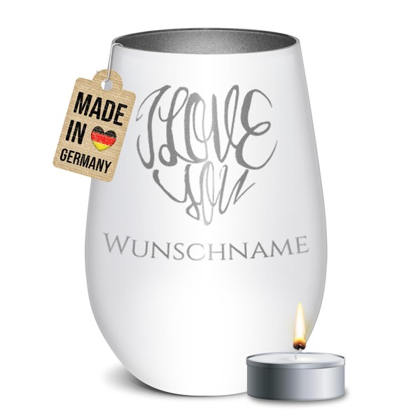 PR Print Royal Weißes Windlicht personalisiert mit Gravur - Herz