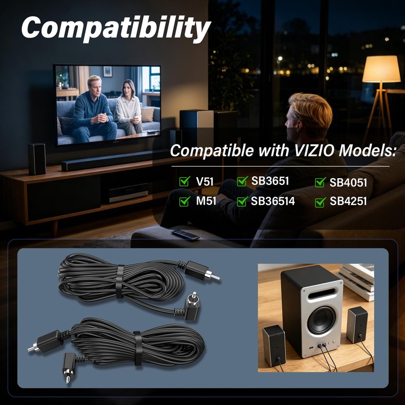 2Pcs Satellite Speaker Cable Replacement Compatible with Vizio Speaker