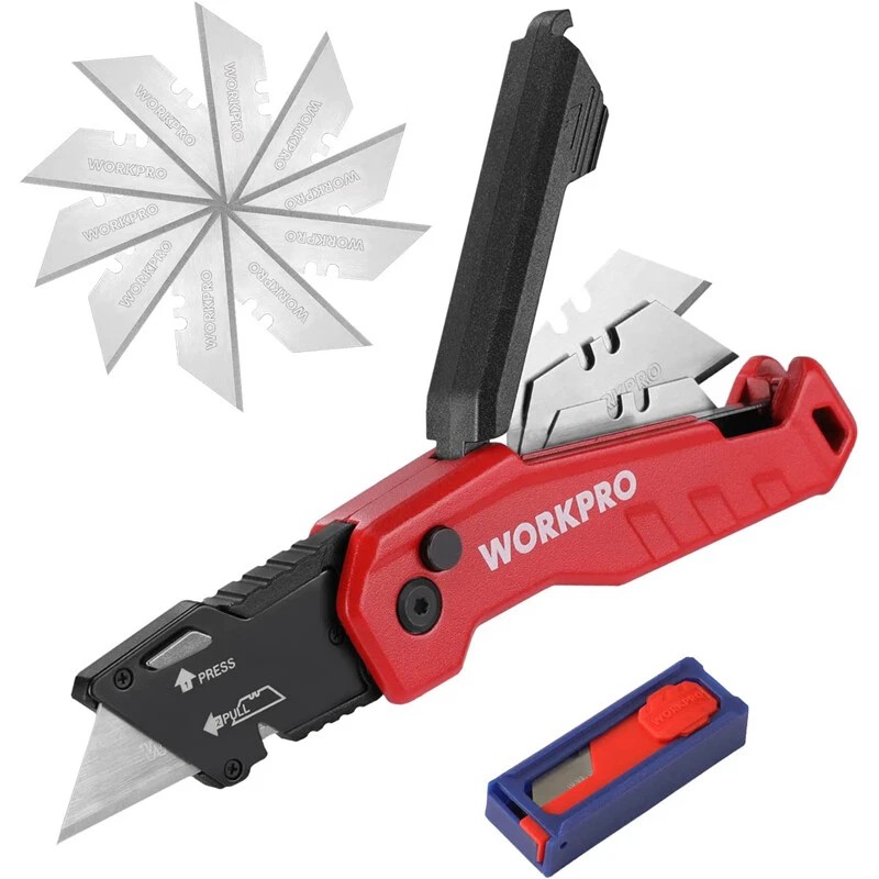 WORKPRO Folding Utility Knife Quick Change Box Cutter 13 Extra