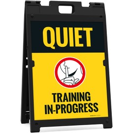 Sigo Signs Quiet Training In Progress Sidewalk Sign Kit, 18x24 Inches, With A Frame Stand, Made in USA