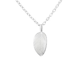 Laimons Women's Necklace Leaf 10 mm Shiny Matt with Chain 45 cm 925 Sterling Silver, Silver