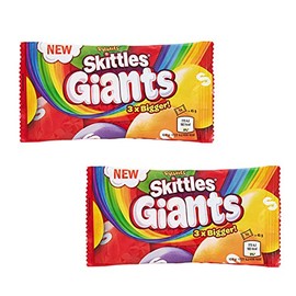 1 Bag x UK Skittles Fruits Giants - 3 x Times Bigger - Skip The Airport Candy Shop - Strawberry + Lime + Lemon + Blackcurrant + Orange