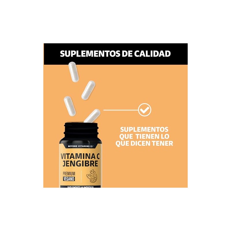 Beyond Vitamins Vitamina C potenciada con antioxidantes y anti-inflamatorios, Jengibre,