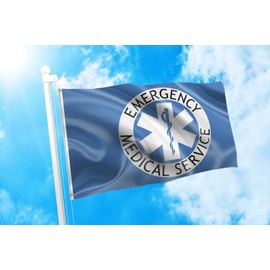 DMSE EMS Emergency Medical Service EMT Paramedic Ambulance Flag 3X5 Ft Foot 100% Polyester 100D Flag UV Resistant (3' X 5' Ft Foot)
