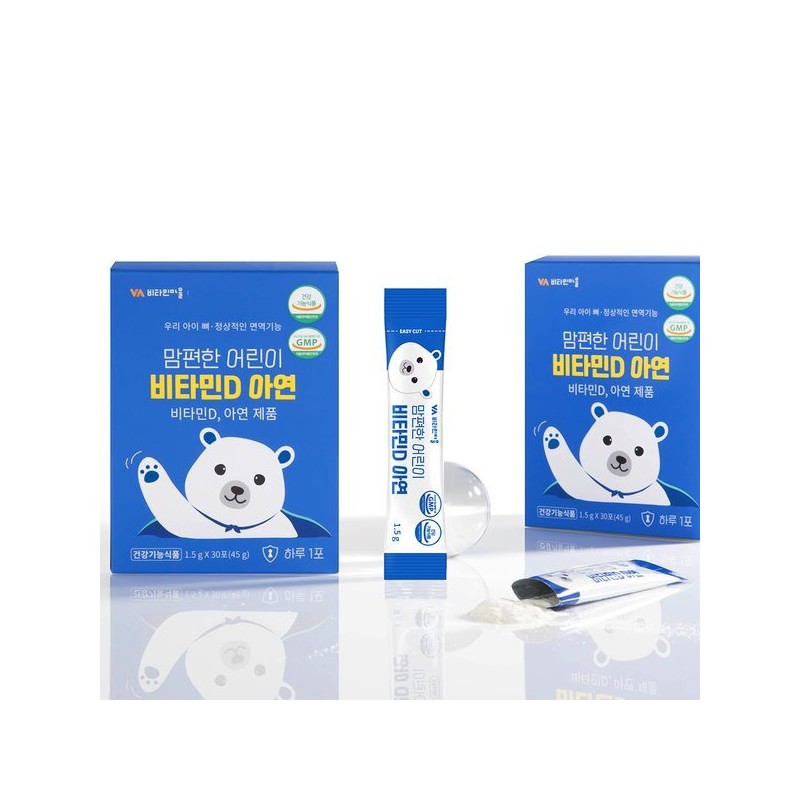 Vitamin Village 맘편한 어린이비타민D 아연 1박스 30포 1개월분 Mom's Comfortable