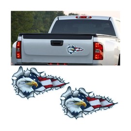 HZEL American Bald Eagle Car Decal, 2PCS 7.48X4.33 Inch Waterproof Vehicle Bumper Sticker, Patriotic Automotive Outdoor Window Wall Decal Accessories, Universal for SUV, Sedan, Truck (Style B)