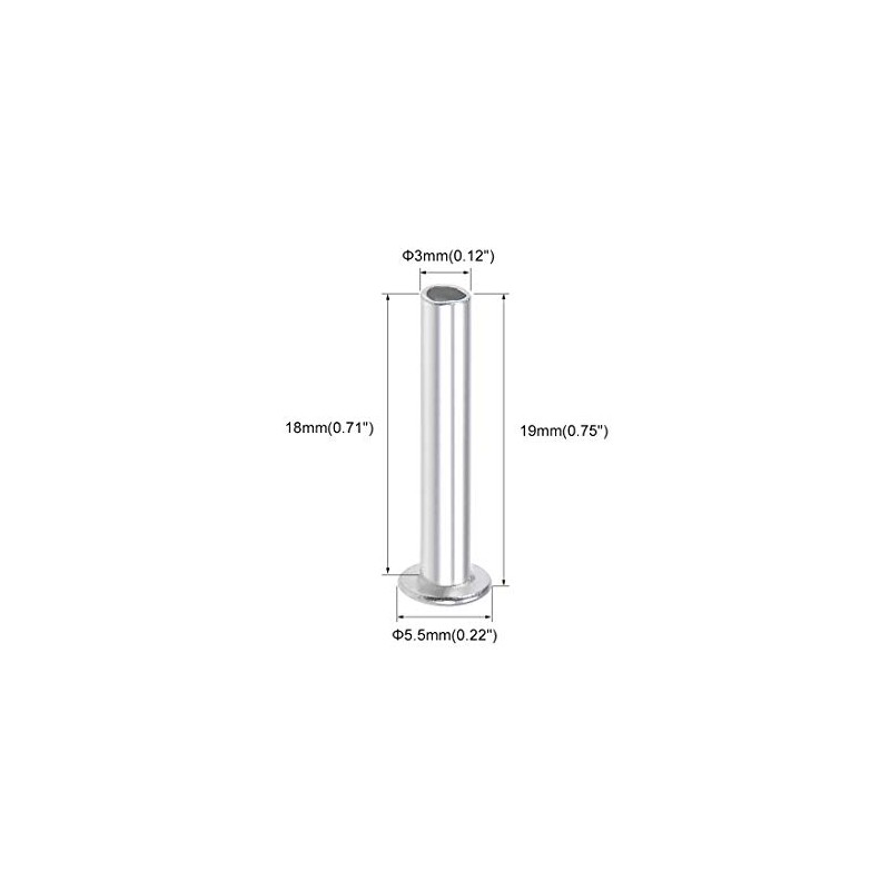 sourcing map 100 Pcs 3mm x 18mm Aluminum Flat Head