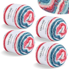 Wool Colour Gradient 400 g, Wool for Crocheting, Cupcakes Bobble, Crochet Wool Gradient Yarn for Knitting, Elegant Pullover, Scarf, Blanket - Blue Pink