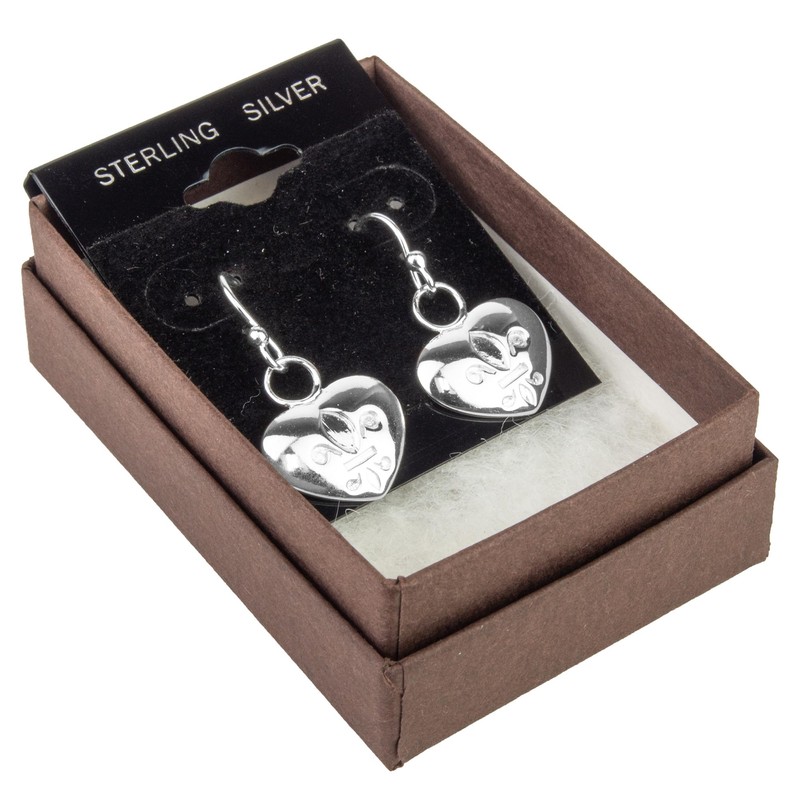 925 Solid Sterling Silver Tiny Dangling Fleur de Lis Heart