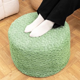 Round Pouf Ottoman Stuffed 20 x 20 x 14 Inches Boho Poof Foot Stool Home Decor Floor Pouffe Ottoman Foot Rest for Couch Sofa Bean Bag Chairs Living Room Bedroom (Sage Green)