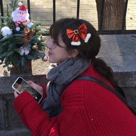 Xmas Christmas Hair Clip Accessories for Women Girls Glitter Bow Hair Clip Christmas Sparkly Hair Barrette Christmas Bows for Hair Black Red Hair Pin Stocking Hair Clips Cheer Christmas Hairpin