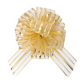 6 Pcs 6 Inch Golden Organza Pull Bow – Perfect for Wedding Decoration, Gift Wrapping Baskets, Car Bows, Birthday Parties, Christmas and Valentine's Day