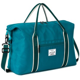 ADVEZO Small Waterproof Sport Gym Bag for Women Duffle Bag for Travel Foldable Carry on Travel Bag for Men with Computer Compartment, 40L Medium Weekender Overnight Bags (Peacock Blue)