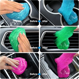 FiveJoy - Gel de limpieza interior de coche, paquete de 4 herramientas de detallado automotriz para limpiar polvo en PC, tablets, teclados, laptops, rejillas, cámaras, impresoras, 320 g (79.4 g/pieza)