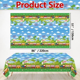 4 Pcs Chugga Chugga Two Two Party Tablecloths, Train Birthday Tablecloths Train Table Cover for Baby Shower Transportation 2nd Birthday Party Decorations Train Birthday Party Supplies, 51 x 86 Inch