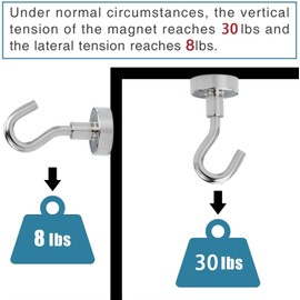 E BAVITE Strong Magnetic Hooks, 30Lbs Magnetic Hooks Neodymium Magnets with Hooks for Refrigerator, Grill, Towel, Indoor Hanging, Home, Kitchen, Workplace, Office and Garage - 10 Pack