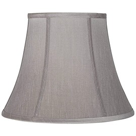 Pewter Gray Large Bell Lamp Shade 8" Top x 14" Bottom x 11" Slant x 10.5" High (Spider) Replacement with Harp and Finial - Springcrest