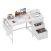 Lufeiya White Desk with Fabric File Drawers Cabinet, 47 Inch