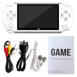 Upgraded New 128Bit X6 128 Bit Handheld Game for Kids Built-in 10000 HD Classic Retro Video Games 4.3 Inch Childrens Travel Electronics Toys Portable Gaming Player System Gift for Boys Girls (White)
