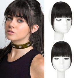 Leelebamo Clip in Bangs 100% Real Human Hair, Fake Bangs Clip on Bangs for Women, Natural Black French Bangs Clip in Hair Extensions for Daily Wear (Natural Black, French Bangs)