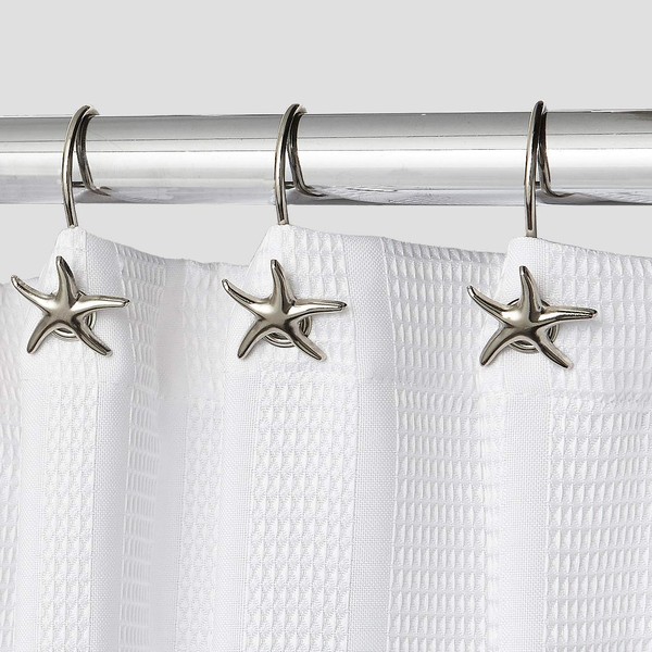 Hermosa Collection Decorative Star Fish Chrome Shower Curtain Hooks