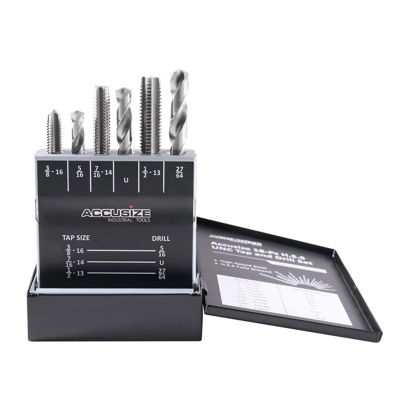 Accusize Industrial Tools U.N.C. 18 Pc H.S.S. Tap and Drill