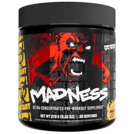 Mutant Madness Pre-Entreno en Polvo Sabor Piña Sin Azúcar Añadida 225 g  Con L-tirosina, ácido málico y cítrico usuarios primerizos deben probar 14 a 