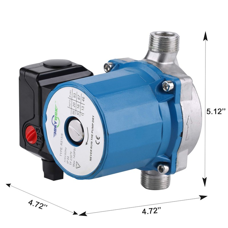 BOKYWOX 3-Speed Hot Water Circulation Pump NPT 3/4'' Recirculating Circulating