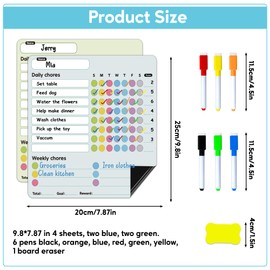 4PCS Chore Charts for Adults Magnetic Dry Erase Chore Chart for Refrigerator Daily Weekly Chore Chart for Teens Chore Board for Home Fridge with 6 Markers and 1 Magnetic Erasers