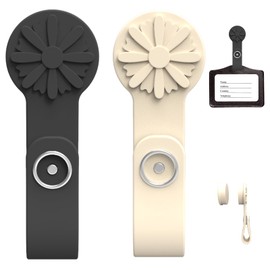 2 Pack Magnetic Name Tag Holder - Chrysanthemum Design Strong Magnetic Badge Holder - Name Badge Holder for Everyone to Keep Clothes Traceless (Black+Beige)